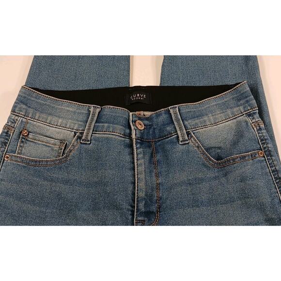 Curve Appeal Skinny Jeans Women's 8/29 Blue High Rise Elastic Waist Stretch EUC - Picture 6 of 14